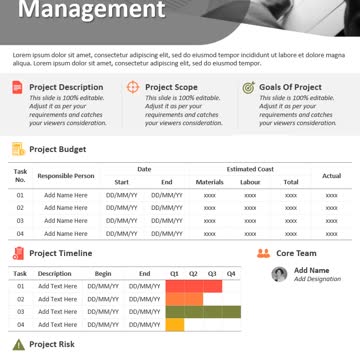 One Page Project Management PowerPoint Template