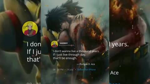 Deep Quote by Ace 🥀 | Portgas D. Ace | Ace. #ace #animequotes