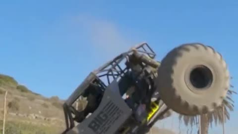 monster car doing extreme jumps