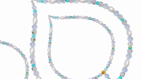 Natural turquoise pearl bumble bee Milky Blue Aquamarine Black Rutilated Quartz 03