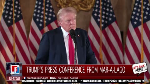 TRUMP ANSWERS MEDIA QUESTIONS AT MAR-A-LAGO