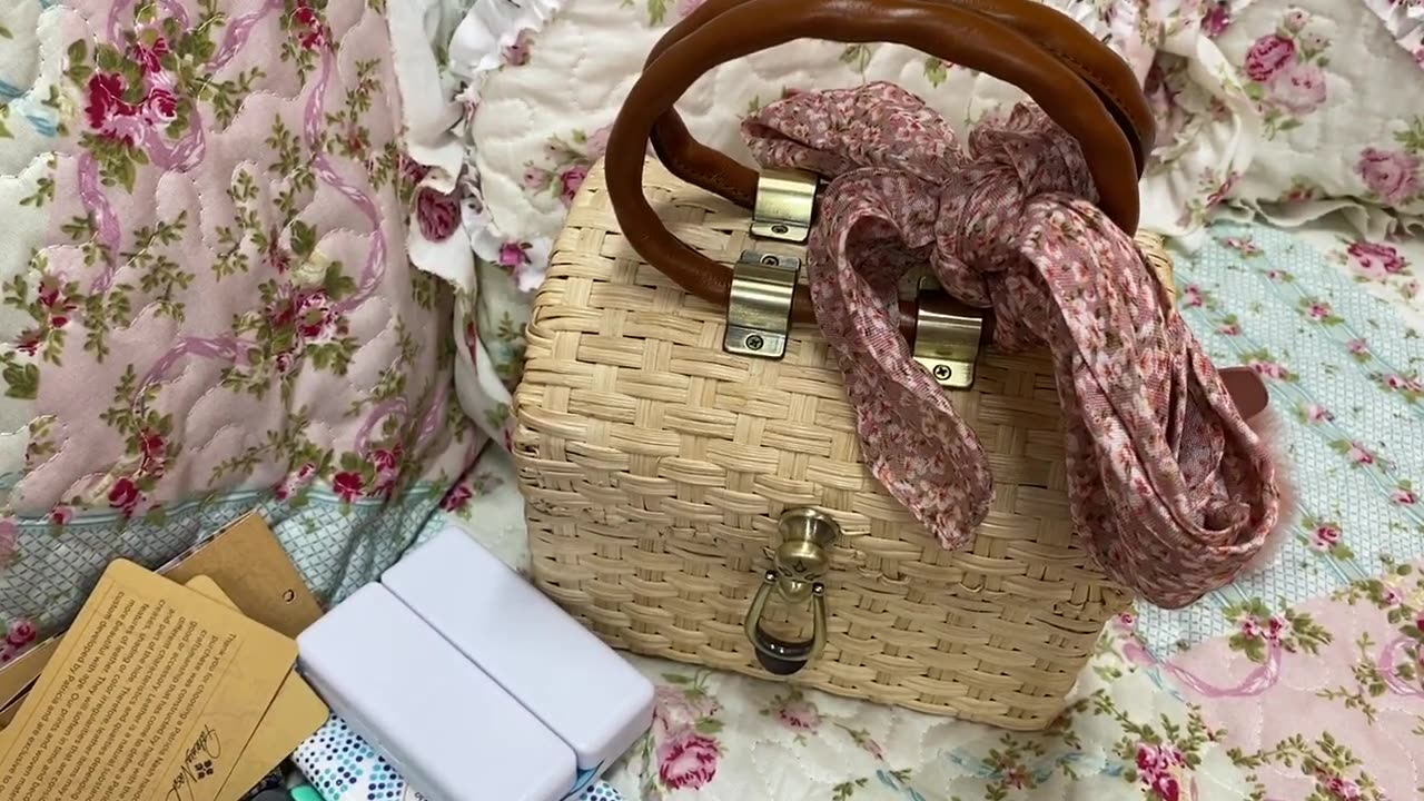 What's in my tiny Patricia Nash Wicker Basket Crossbody Purse