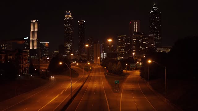 Night View Of A Road From The Top