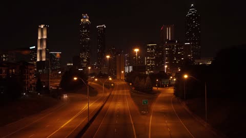 Night View Of A Road From The Top