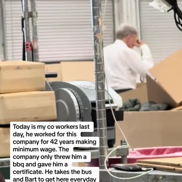 My coworkers last day, worked 42 years minimum wage