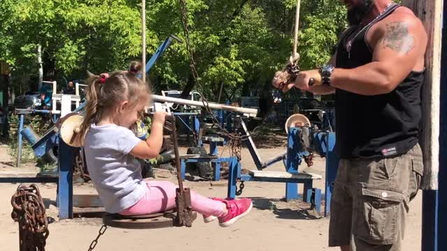 Dad Works Out with Daughter