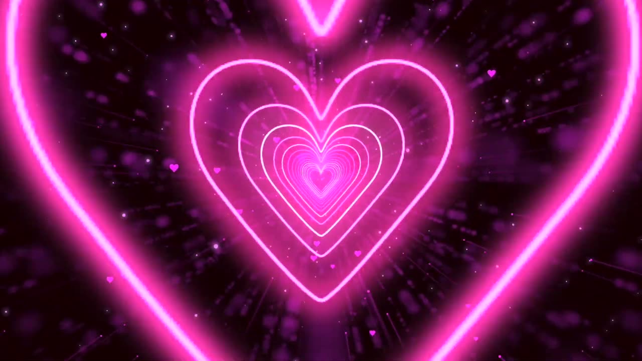 278. Heart Tunnel Background💗Pink Neon Heart