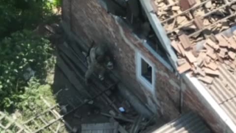 Russian soldier clearing a position with anti tank mine