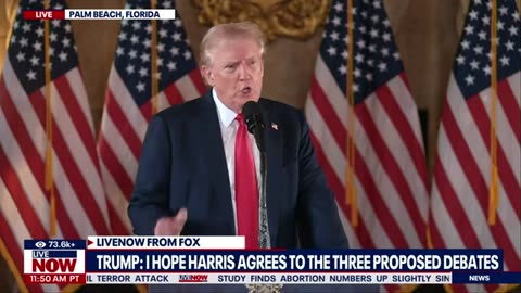 Donald Trump calls out Kamala Harris and agrees to debate in September | LiveNOW from FOX