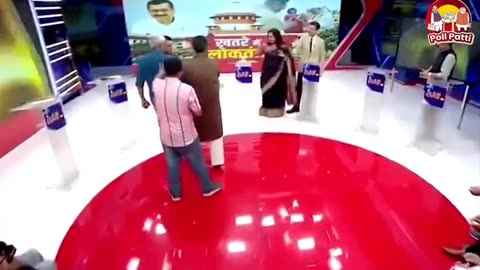 News studio fight scene