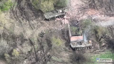 Destroyed T-72 and BMP-2 on the battlefield of Ukraine