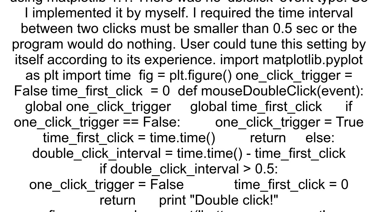 How can I detect double click events in matplotlib