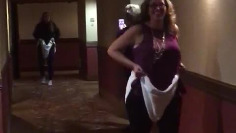 Woman Falls During Hotel Sumo Wrestling Fail