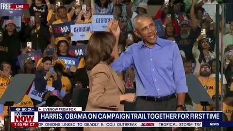WATCH- Harris Obama campaign together for 1st time at rally in battleground Georgia