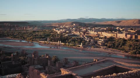 Aerial View Of A Landscape At Sunset