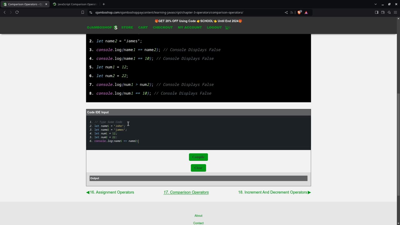 JavaScript Comparison Operators