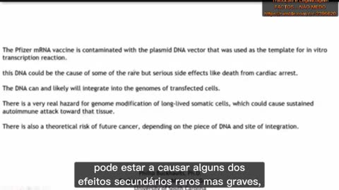 💉💥VACINA DA PFIZER ESTÁ CONTAMINADA COM ADN PLASMÍDEO, NÃO SE TRATA APENAS DE MRNA. QUE PODERÁ CAUSAR PARAGENS CARDÍACAS💉💥