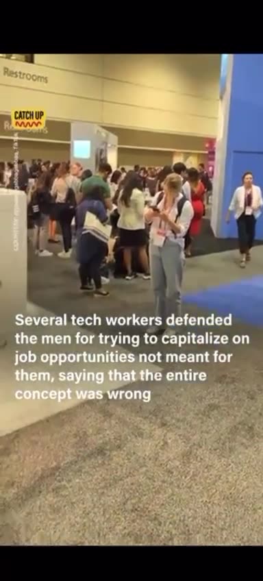 Men crash Women's Tech Conference to be interviewed as they claim to be "Non-Binary"