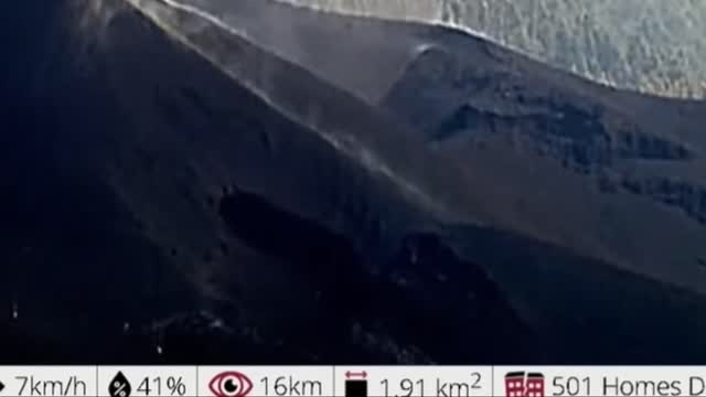 Lights appear on the side of the La Palma volcano just before a vent opens,