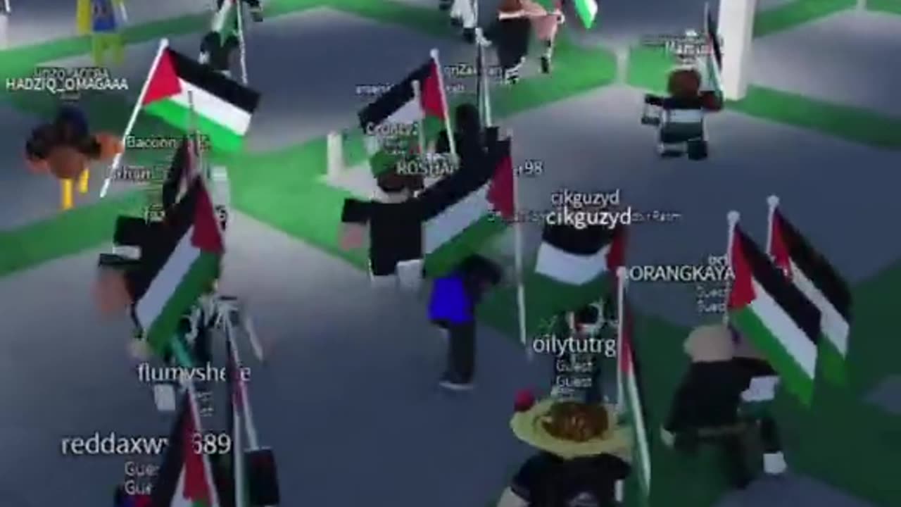 Roblox Players attending “Free Palestine” Protests In Game