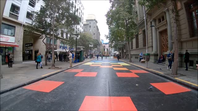 Bandera Street a colorful pedestrian street with full of urban art in Chile