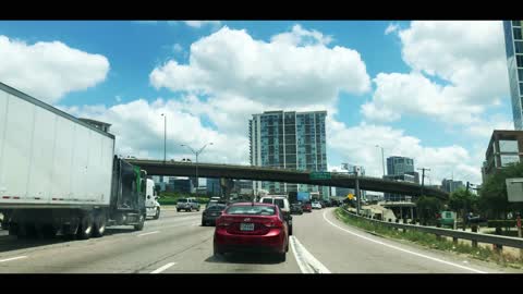 Driving Towards Dallas Downtown