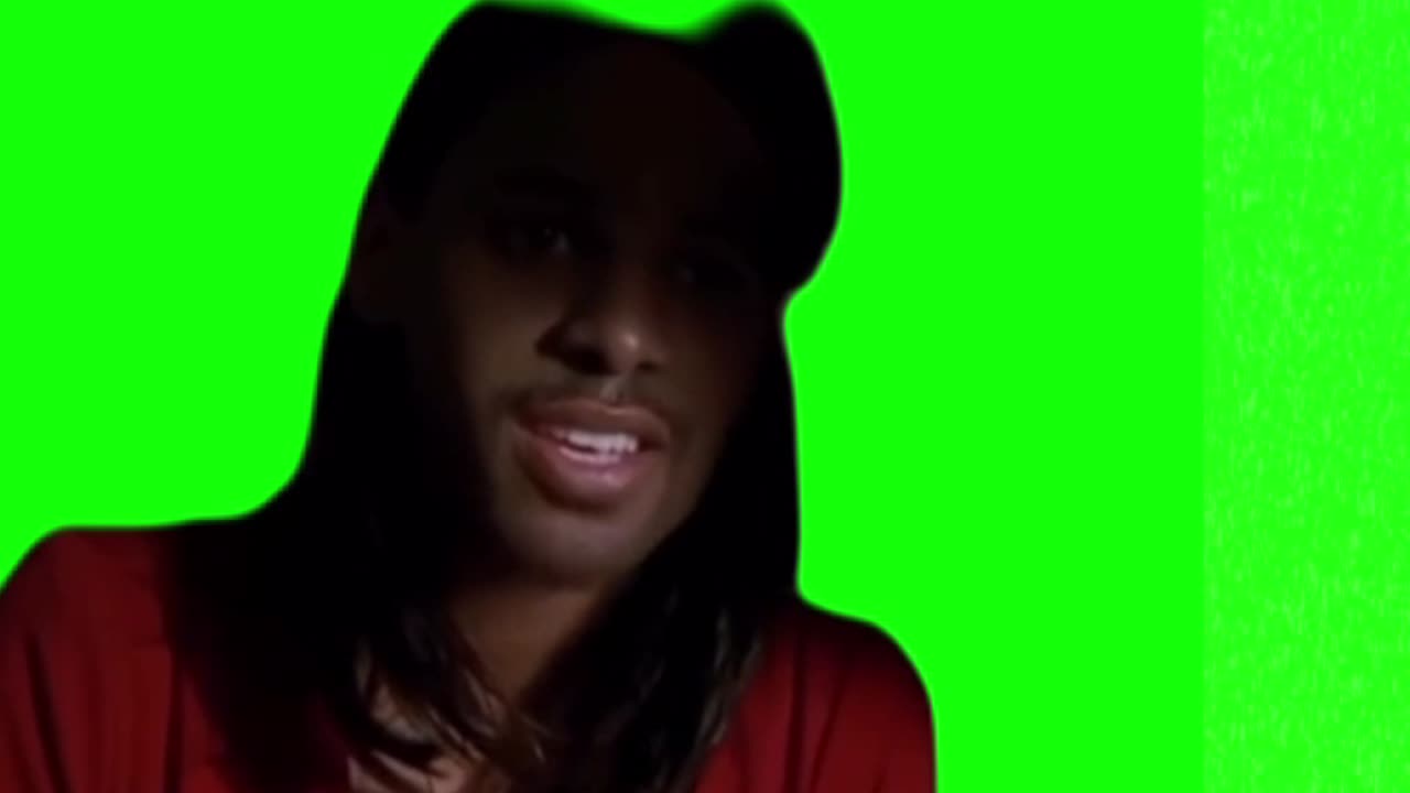 Lady transforms into man meme green screen