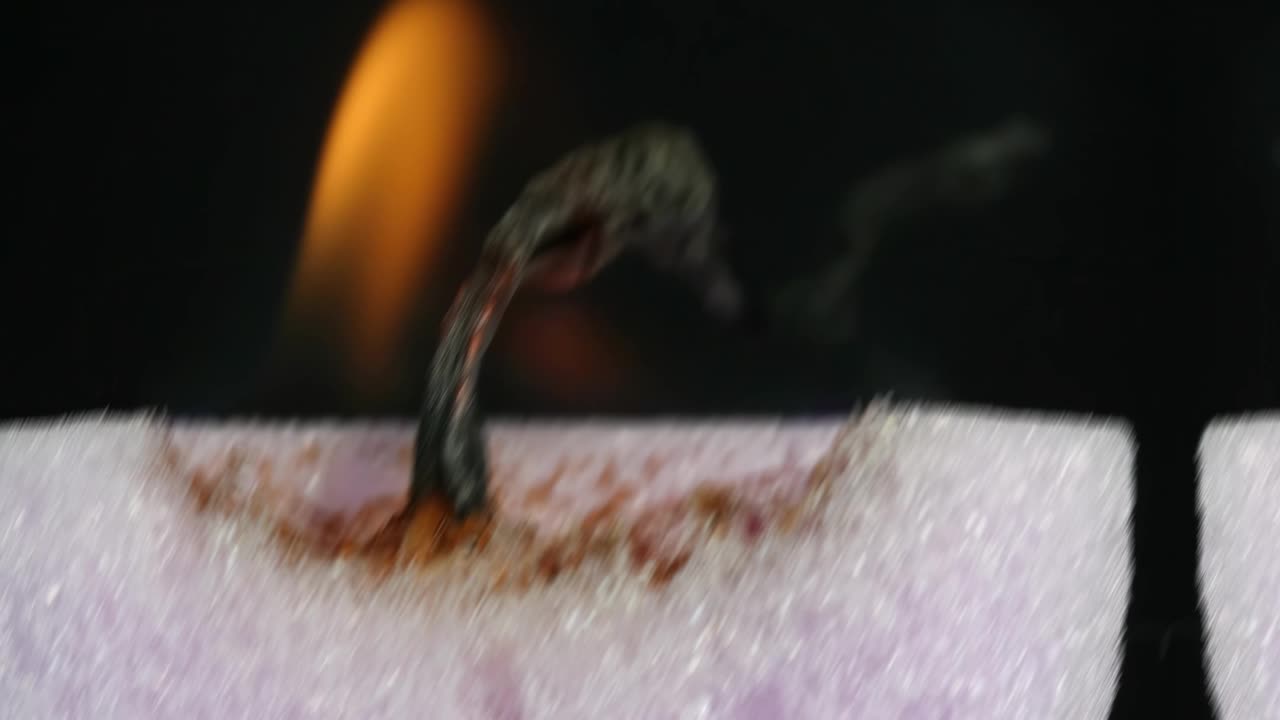 Burning Sponge Closeup Video