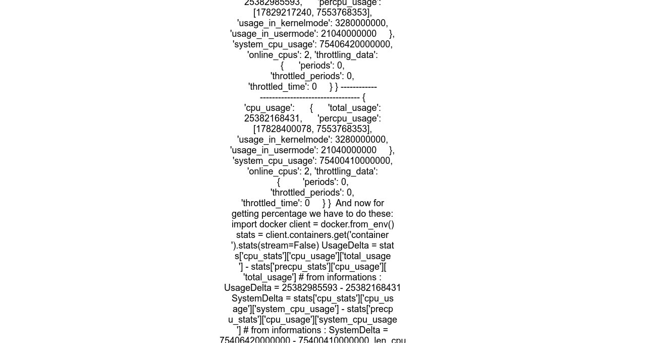How can I get CPU usage percent with docker.containers.stats