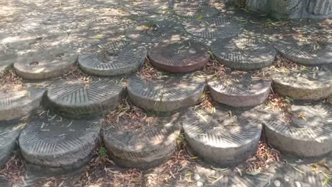 road paved with round stones