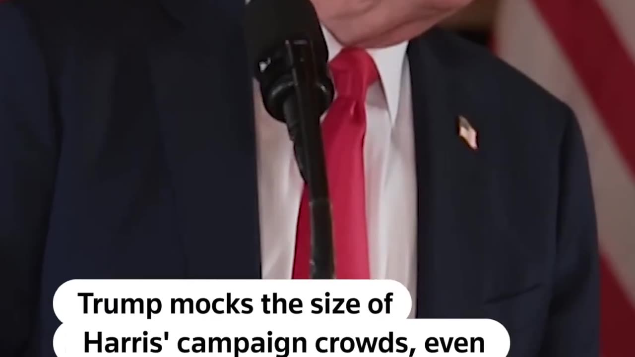 Donald Trump mocks size of Kamala Harris' campaign crowds _ REUTERS