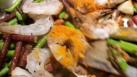 Quick beans recipe with shrimp, straight from garden