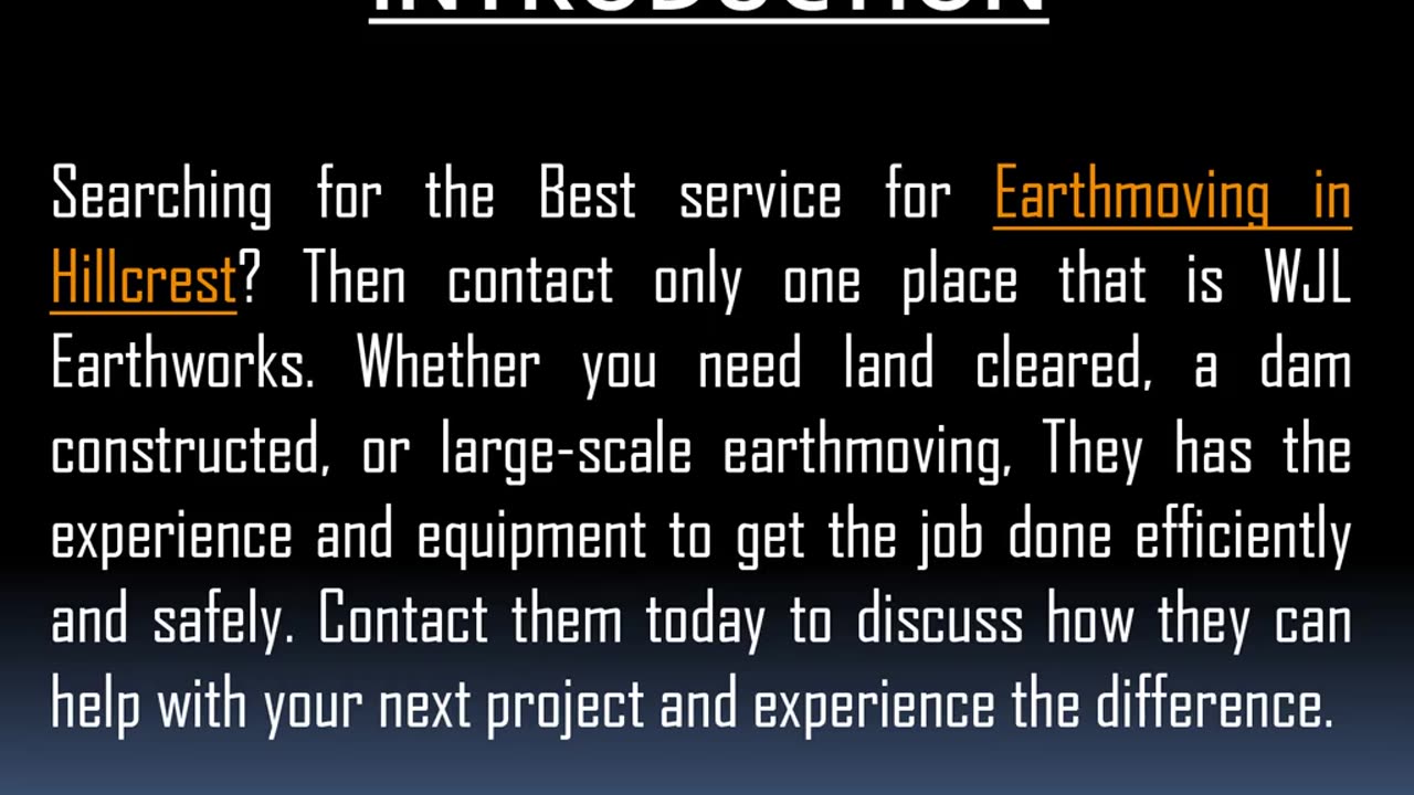 One of the Best service for Earthmoving in Hillcrest