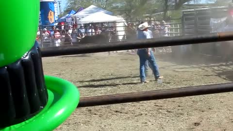 Bull ride riding the bulls and horses very tough cowboys in distress