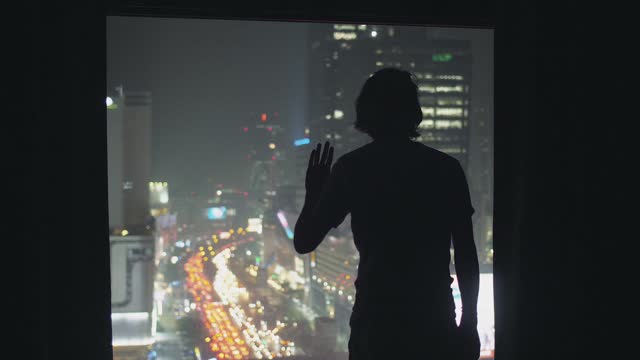 Midnight overlooking the city