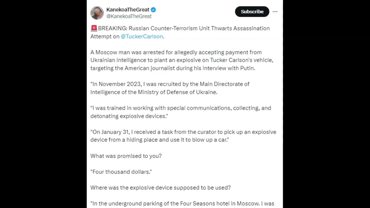 ***Assassination Attempt On Tucker Carlson Twarted? (Confession Video)!***
