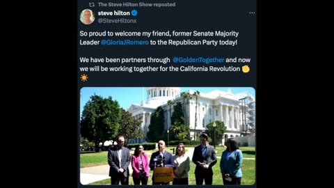 @SteveHiltonx (X): Former CA Majority Leader Gloria Romero Leaves The Democrat Party