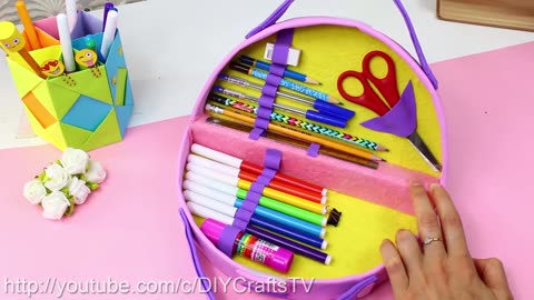 DIY BAG ORGANIZER PENCIL CASE & SCHOOL SUPPLIES HOLDER Back to School Idea