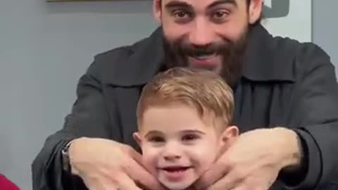 Cute baby cutting hair