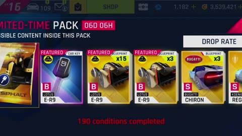 Asphalt 9: Legends - Lotus ER-9 Key Pack update lock cards