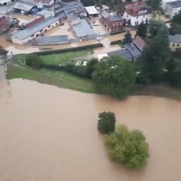Birds eye view of the flood in Nysa Poland.