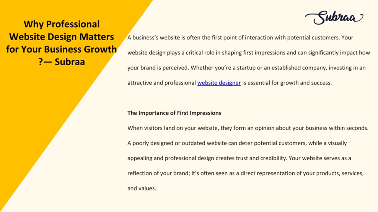 Why Professional Website Design Matters for Your Business Growth ?— Subraa