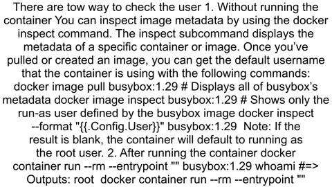How to know the login user of a docker image