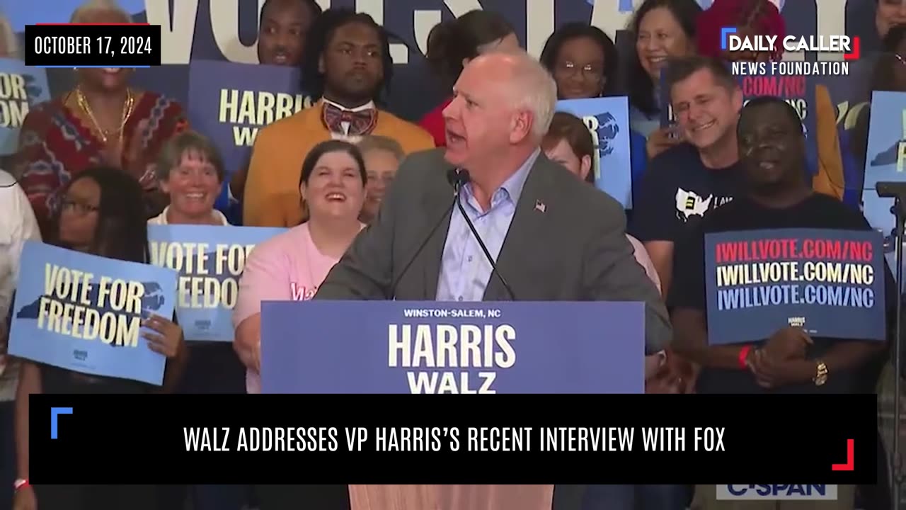 Walz Addresses VP Harris's Recent Interview With Fox