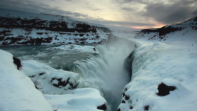 Jaw-dropping flyover of Iceland waterfall