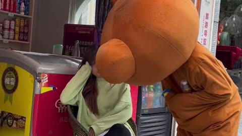 Brown bear is bullied for teasing the shop owner 128