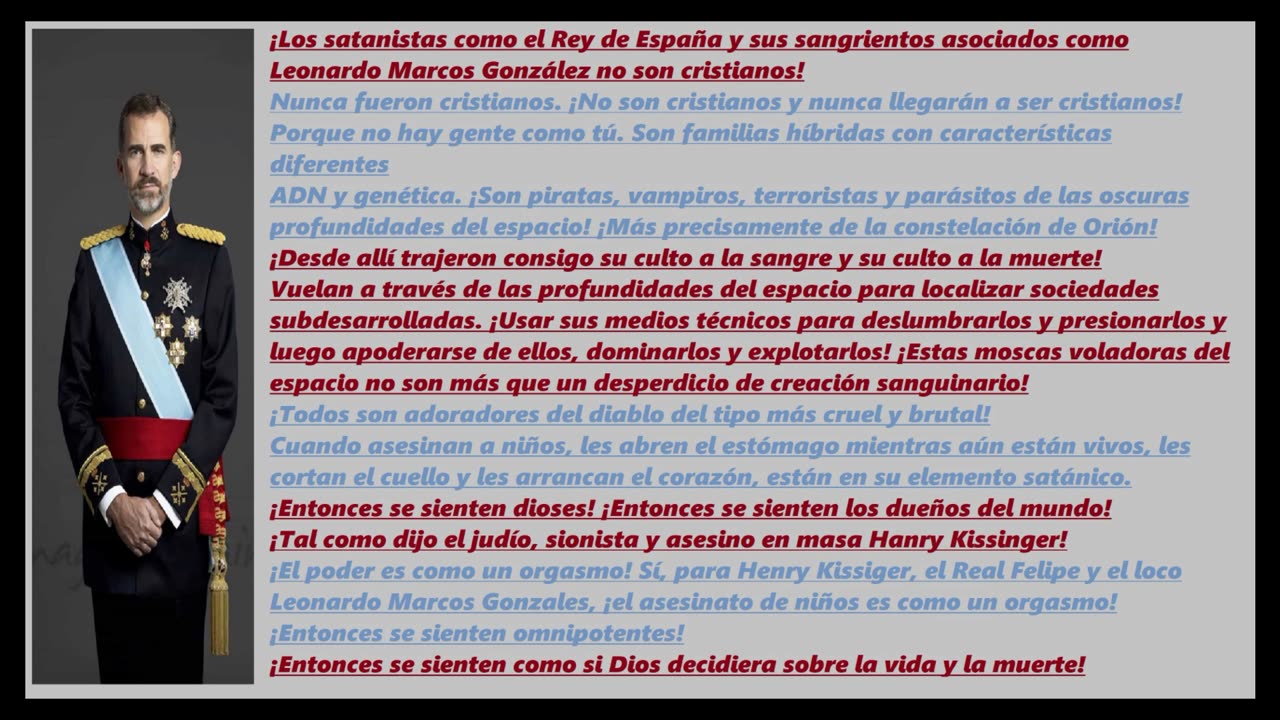 El rey Felipe borbon tratadeninos asesino de niños