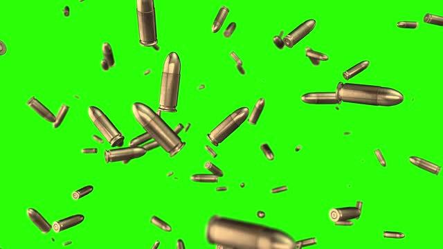 Ammunition precipitation with green background for montage.