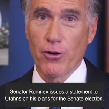 Senator Romney issues a statement to Utahns