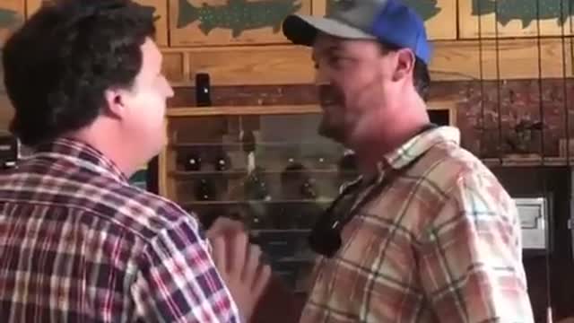 Crazy Leftist Gets in Tucker Carlson’s Face at Fly Fishing Shop In Montana